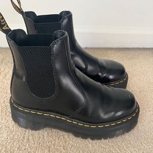 Dr. Martens Black Ankle Boots with Yellow Stitching